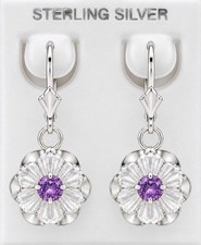 AMETHYST 1.14 Cts  DANGLING EARRINGS .925 Sterling Silver * NWT * Made in USA picture