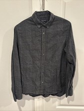 Woolrich Archive Pattern Woolen Mills Gray Blue Check Plaid Mens M Flannel RARE picture