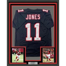 Framed Facsimile Autographed Julio Jones 35x39 Black Retro Reprint Jersey picture