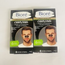 12 Strips Bioré Biore Men's Skincare Charcoal Deep Cleansing Pore Strips picture