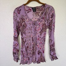 Vintage Angie Top Womens Medium Y2K Paisley Floral Boho Romantic Fairy Rayon picture