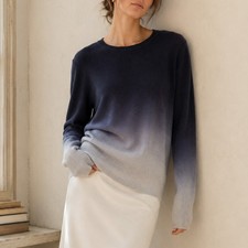 Christopher Fischer Cashmere Black Gray Dip Dye Raglan Sweater Size M picture