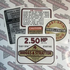 Briggs & Stratton engine decals 1960's edger 2.50hp Set 5 picture