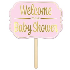 Beistle Foil Welcome To The Baby Shower Yard Sign (Pink) | Party Supply picture