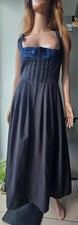 Berwin & Wolff Vintage Black Blue Dirndl Dress German Trachten Oktoberfest Sz 36 picture