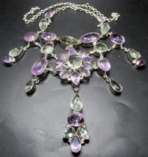 MASSIVE Genuine Amethyst & Smokey Quartz Hand Crafted Necklace picture