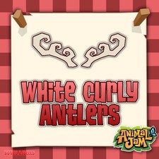 Animal Jam White Curly Antlers | AJPW only | READ DESCRIPTION BEFORE PURCHASE picture