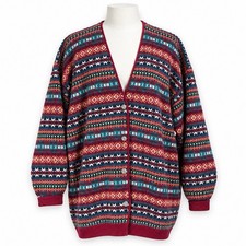 VTG James Pringle Weavers Inverness Scotland Fair Aisle Lambswool Cardigan L/XL picture