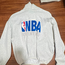 Fear of God Essentials NBA Men’s Gray Cotton Pullover Hoodie Logo Size L picture