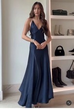 ZARA NWT WOMAN SIZE M ZW COLLECTION SATIN EFFECT MAXI DRESS DARK NAVY 9763/987 picture