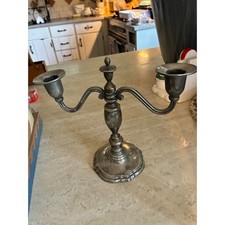 VTG Godinger Silver 2 Arm Candelabra Scalloped Base Taper Candle Holder 8x9