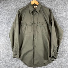 Vintage Big Mac Shirt Mens Large Olive Green Work Long Sleeve Button Down 70s picture