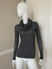 Stephanie B Peru RARE Heather Gray Pima Cotton Knit Cowl Neck Pullover Top XS picture