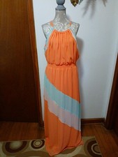 Maurices Coral And Light Blue Maxi Halter Dress Size XL picture