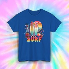 Let's Surf T-Shirt | Retro Surfboard Beach Graphic Tee | S-5XL picture