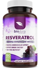 Biodora Resveratrol 1600mg, Trans-Resveratrol Antioxidant Supplement with Green picture