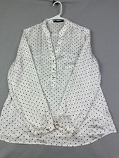 The Limited White Black Polka Dot Button Front Blouse Size L picture
