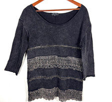 POL Anthropology Black Tunic Boho Women's Top Size Medium 100% Cotton picture