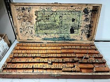 Antique Boos Wooden Rubber Stamp Kit Wood Box 100+ Stamps Toledo Ohio picture