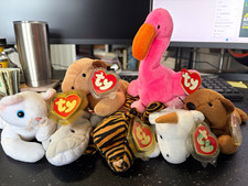 Ty Beanie Babies 3rd 2nd Gen Lot of 7 flip derby stripes pinky mystic flash buck picture