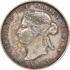 1871 H Canada Twenty Five 25 Cents Coin Type /Obverse 2 picture