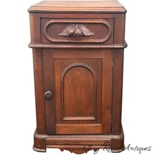 antique victorian bedside cabinet table carved 1/2 commode 1860 renaissance picture
