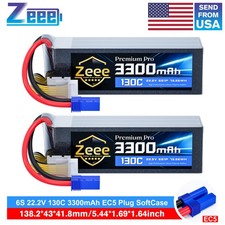 2xZeee 6S 3300mAh Lipo Battery EC5 Plug 22.2V 130C Ultra-Low Internal Resistance picture