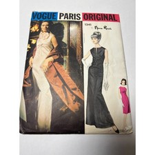 VTG Vogue Paris Original 1341 Nina Ricci Dress Gown UNCUT + Label Sz 14 Bust 34 picture