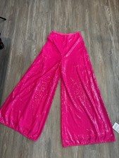ASOS Luxe Sequin Wide Leg Women Size 6 Hot Pink Disco Festival picture