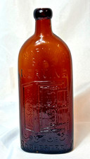 Antique Warner's Safe Nervine Bottle Amber Brown Glass Blob Top Rochester NY picture