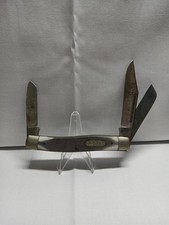 Schrade Old Timer NY USA 80T Folding Pocket Knife 3 Blade, Vintage Old Used picture