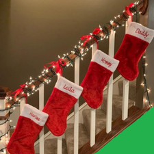 Custom Red Santa Plush Christmas Stocking Customized picture