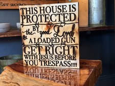 Protect This Home - Western Style•Engraved• Torched•Sealed• 24” X 24” picture
