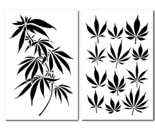 2PK Painting Stencils Camouflage Airbrush Craft cannabis Marijuana Pot leaf CAMO picture