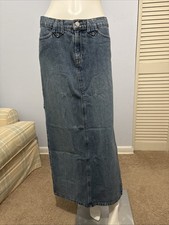 Vintage Paris Blues Denim Jean Skirt Womens Maxi Prairie Western Side Slits Sz 5 picture
