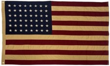 VINTAGE COTTON 48 STAR AMERICAN FLAG - 3 X 5 OLD GLORY SEWN AND EMBROIDERED USA picture