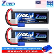 2x Zeee 4S Lipo Battery 60C 3700mAh EC5 14.8V for RC Heli Airplane UAV Drone Car picture