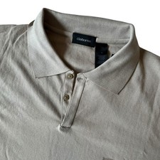 Claiborne Elite Pima Cotton Polo Shirt Mens Medium Beige Herringbone MERU2787 picture