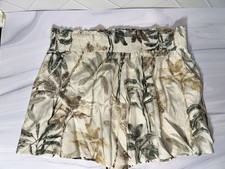 rayaSun Women's Beige Tropical Floral Woven Shorts Sz XL Elastic Waist Pockets picture