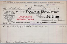 1901 Town & Brother Billhead Philadelphia PA Leather Rubber Belting Goodyear picture