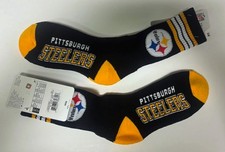 One Pair Pittsburgh Steelers 4 Stripe Deuce Socks - Large 10 to 13 NFL Licensed picture