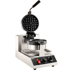 VEVOR Commerical Round Waffle Maker 1300W Rotatable Non-Stick Waffle Iron 120V picture