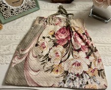 Vintage Barkcloth Cottage Pink Roses Floral Purse Bag Handmade picture