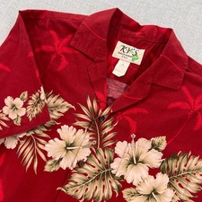 VTG KY'S Hawaiian Shirt Men Small Red Floral Palm Made in USA Tropical Resort picture