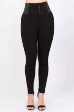 CiSono Women Black Body Sculpting Curve Hugging Legging PP267 Button Sculpt NWOT picture