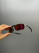 Retro Oakley X-Metal Badman Polarized Sunglasses Red Lens Silver Frame Y2K picture