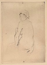 BERTHE MORISOT etching 1889 Femme Nue de Dos  Impressionist picture