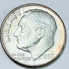 1957 D Roosevelt Silver Dime, Actual 90% Silver Coin Shown #12256 picture