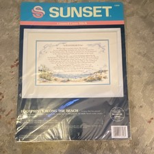 Sunset Counted Cross Stitch Kit Footprints Along the Beach Framed 13558 picture