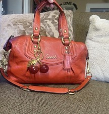 Coach F19247 Ashley orange pebbled leather convertible purse w/strap w/dust bag picture